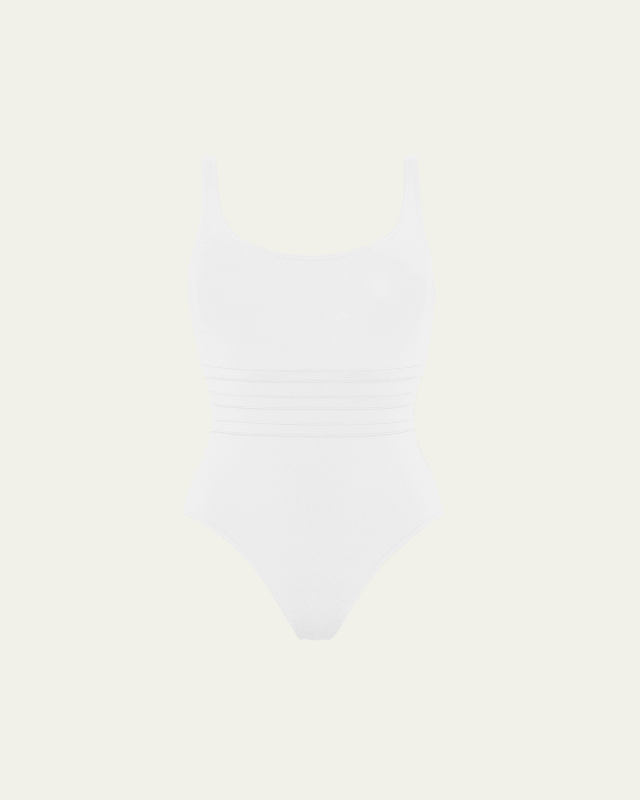 Asia Scoop-Neck One-Piece Swimsuit with Waistband Detail